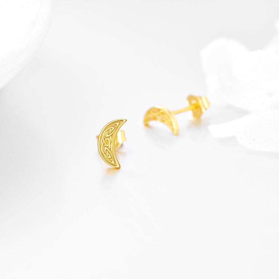 【並行輸入品】KECHO ケルトムーン スタッドピアス 14K リアルゴールド 三日月イヤリング ケルトノット ヴィンテージ 幸運 ア : D ...