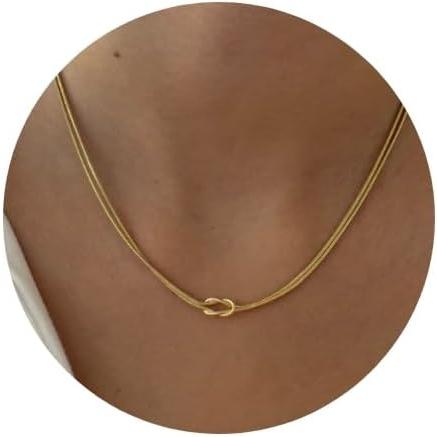 【並行輸入品】Elizz Jewels Knot Snake Chain Necklace Choker for Women Girls  Frien