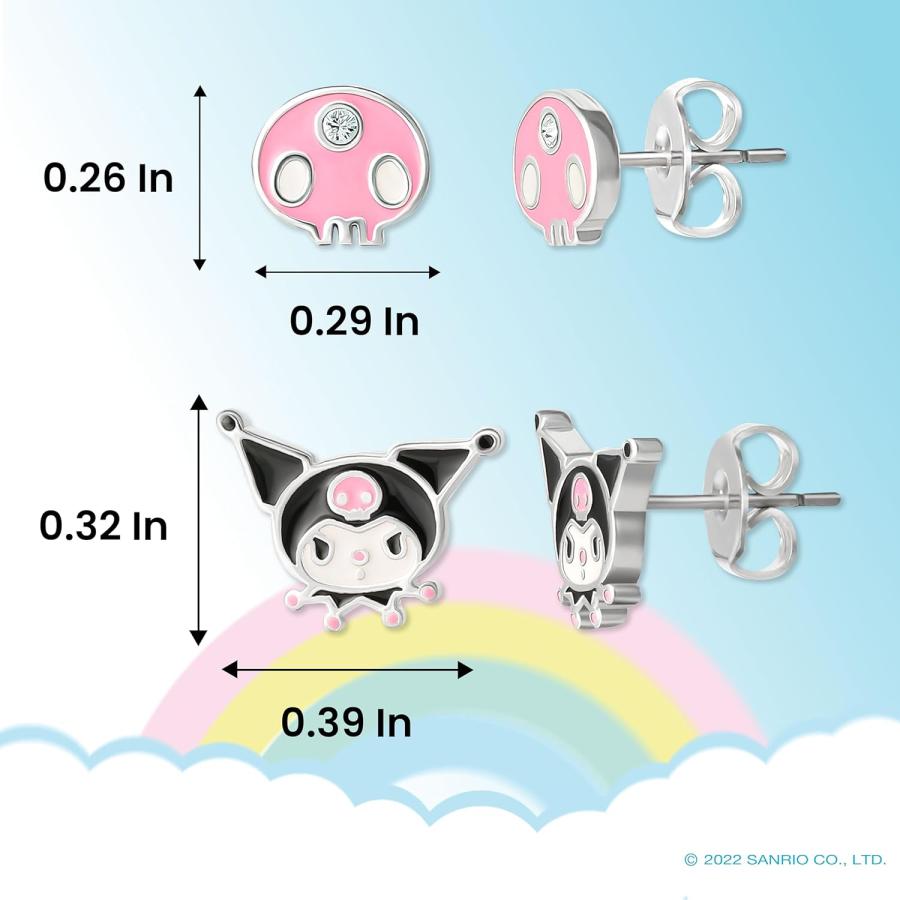 サンリオ レディースピンクスカルとクロミピアスセット 2ペア サンリオ レディースピンクスカルとクロミピアスセット 2ペア
