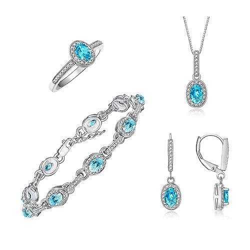 【並行輸入品】Rylos Women's Set: Sterling Silver Designer Halo 4 pc matching jの画像