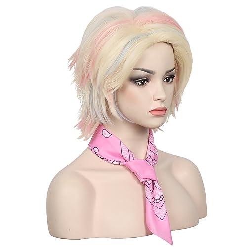【並行輸入品】WildCos Short Blonde blue pink Synthetic Costume Halloween Hair_7