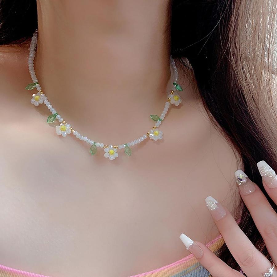 【並行輸入品】Dcfywl731 デイジーチョーカーネックレス フラワーネックレス レディース フレッシュビーズ ボーホー デイジーネックレス Ad_1