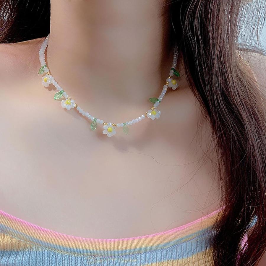 【並行輸入品】Dcfywl731 デイジーチョーカーネックレス フラワーネックレス レディース フレッシュビーズ ボーホー デイジーネックレス Ad_3