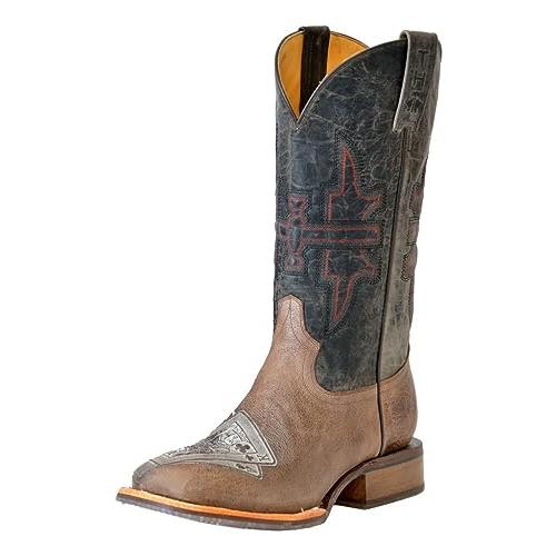 【並行輸入品】Tin Haul Men's Blackjack Western Boot Broad Square Toe Brown 10の画像