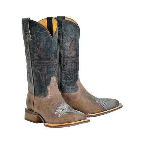 【並行輸入品】Tin Haul Men's Blackjack Western Boot Broad Square Toe Brown 10の画像