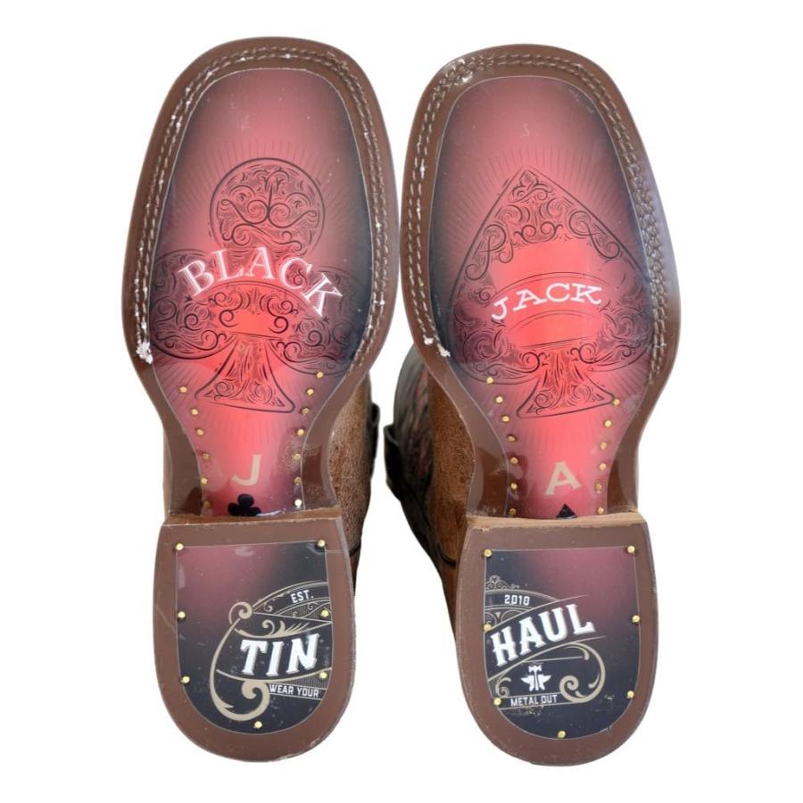 【並行輸入品】Tin Haul Men's Blackjack Western Boot Broad Square Toe Brown 10の画像