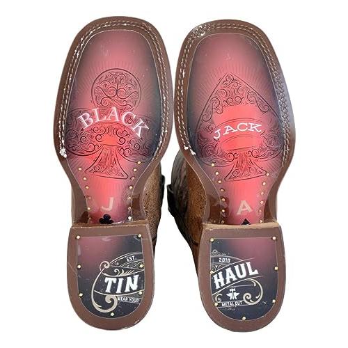 【並行輸入品】Tin Haul Men's Blackjack Western Boot Broad Square Toe Brown 10の画像