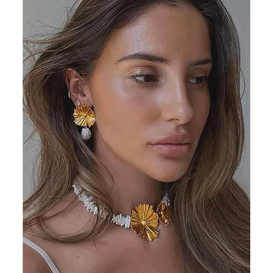 【並行輸入品】Sea Shell Choker Pendant Necklace Gold Handmade Chain Choker Jewelry