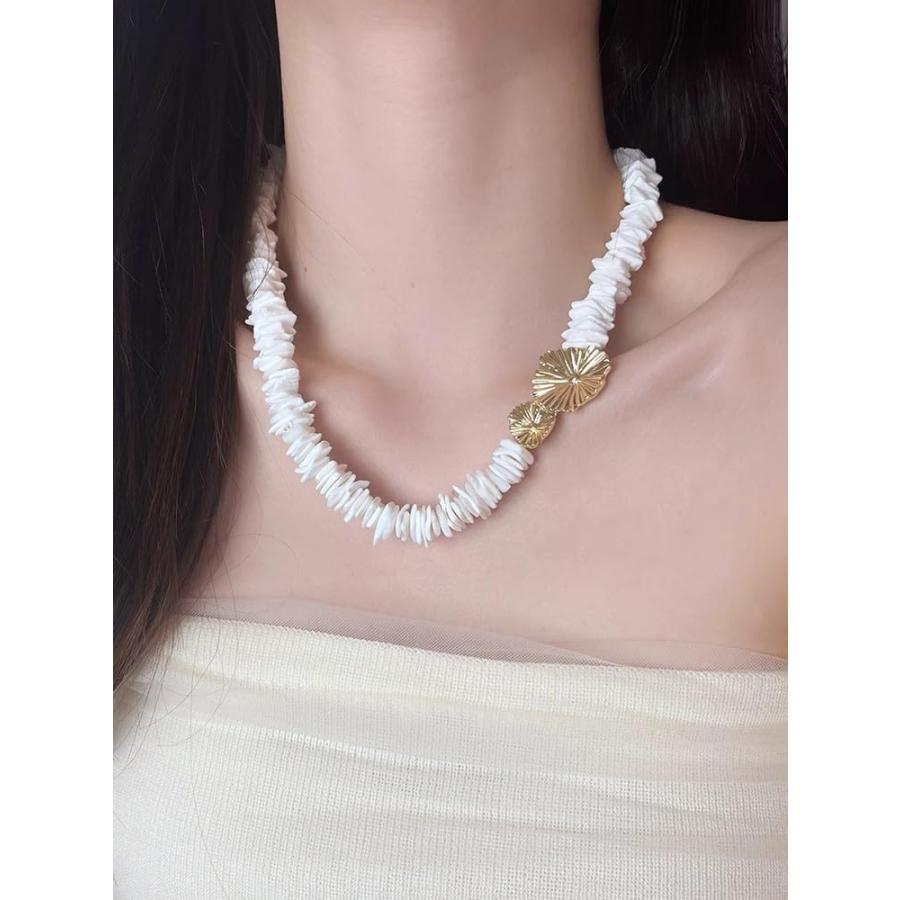 【並行輸入品】Sea Shell Choker Pendant Necklace Gold Handmade Chain Choker Jewelry