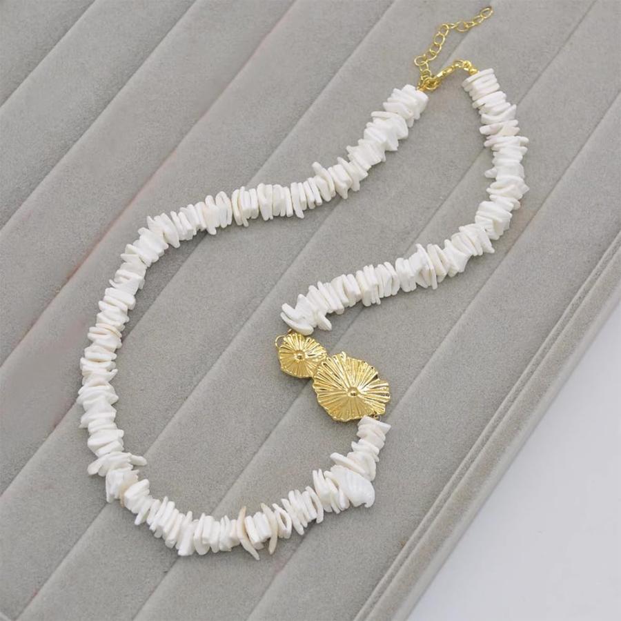 【並行輸入品】Sea Shell Choker Pendant Necklace Gold Handmade Chain Choker Jewelry