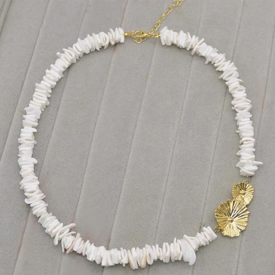 【並行輸入品】Sea Shell Choker Pendant Necklace Gold Handmade Chain Choker Jewelry