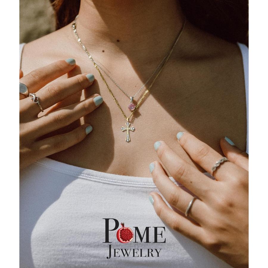 【並行輸入品】Pome Diamond Studded Cross Pendant Necklace in Solid 14k Gold  Blackの画像