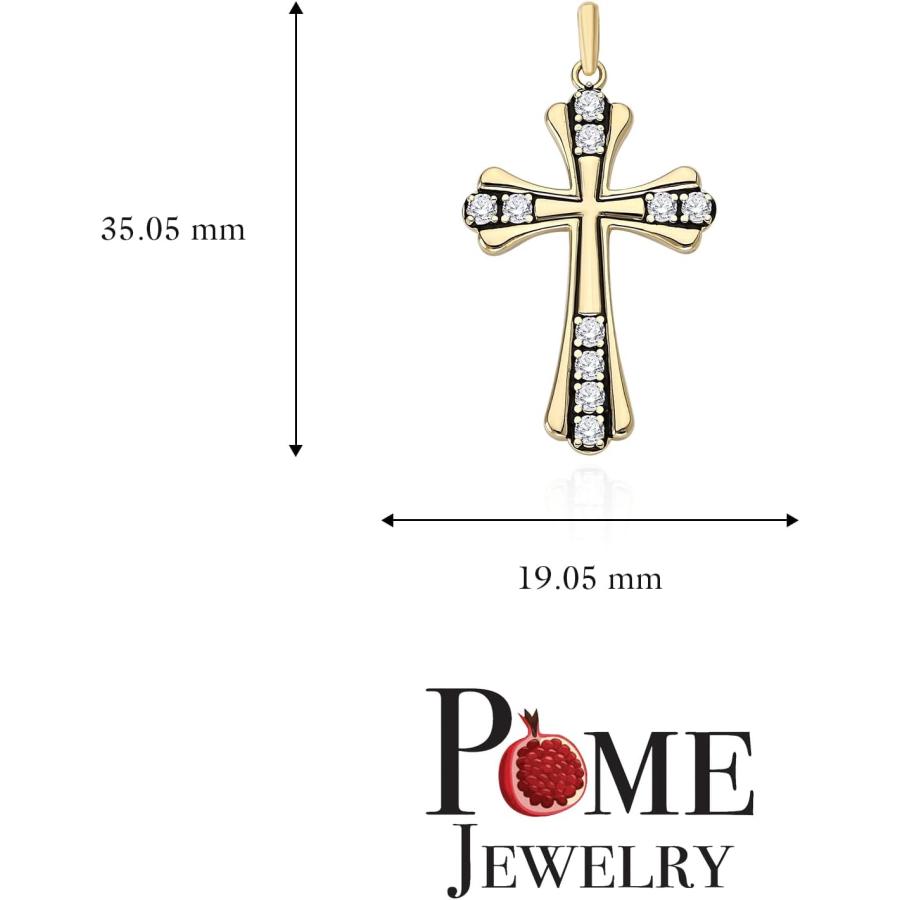 【並行輸入品】Pome Diamond Studded Cross Pendant Necklace in Solid 14k Gold  Blackの画像
