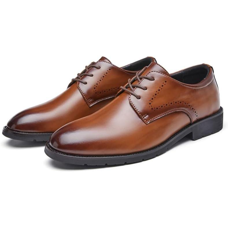 【並行輸入品】Genuine Leather Business Formal Dress Shoes for Men with Polished Toの画像