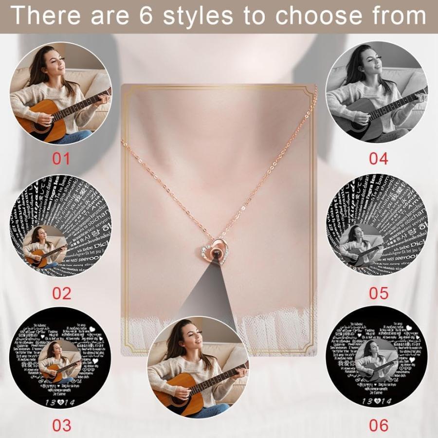 【並行輸入品】EIRZNGXQ Custom Photo Projection Necklace - Personalized Projection