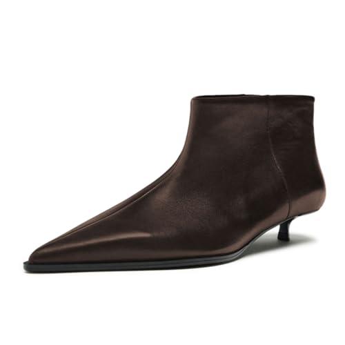 【並行輸入品】miss left Womens Basic Kitten Heeled Ankle Boots Closed Pointedの画像