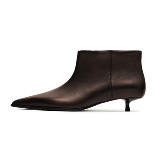 【並行輸入品】miss left Womens Basic Kitten Heeled Ankle Boots Closed Pointedの画像