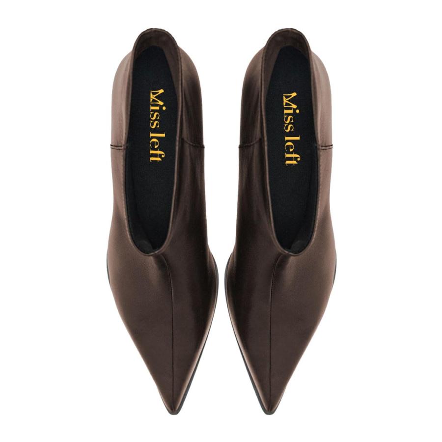 【並行輸入品】miss left Womens Basic Kitten Heeled Ankle Boots Closed Pointedの画像