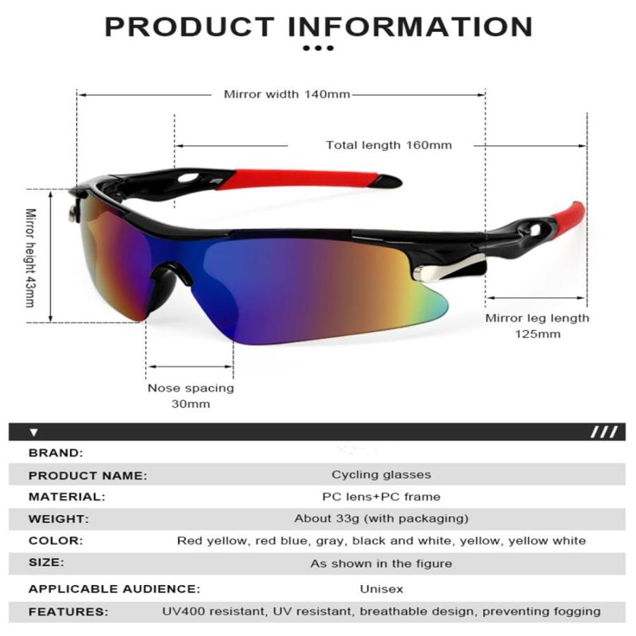 【並行輸入品】[HCHES] スポーツメンズサングラスロード自転車メガネマウンテンサイクリングライディング保護ゴーグルアイウェアMTBバイクサンの画像