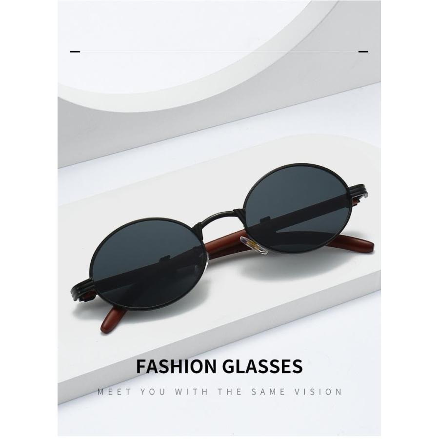 完全生産限定盤 BOMUESK Retro Imitation Wood Grain Sunglasses， Men´s Oval Frame 並行輸入品