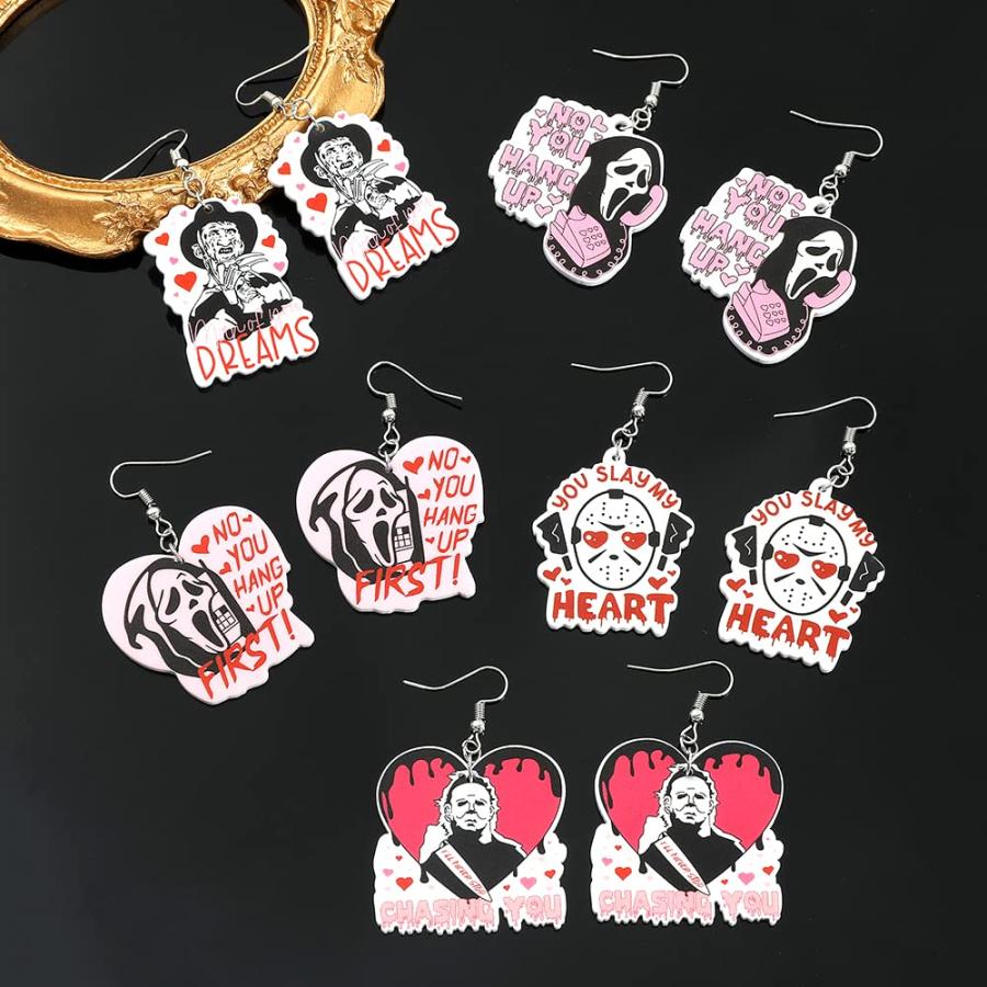 【並行輸入品】不気味なアクリル ハロウィン ホラー イヤリング   面白いアニメ コスプレ ティアドロップ ドロップ ダングルイヤリング 女性との画像