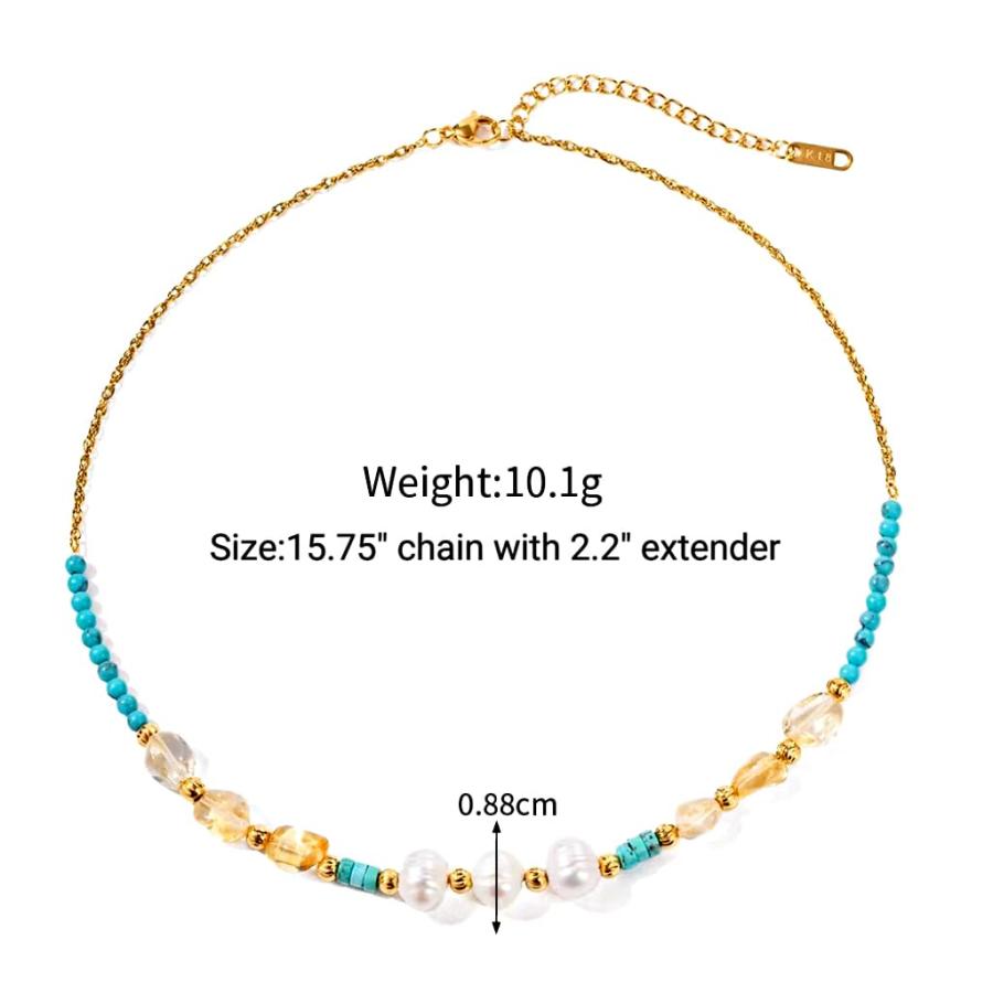 【並行輸入品】Valentines Gifts Natural Stone Necklace Gold Necklace for Women F_2