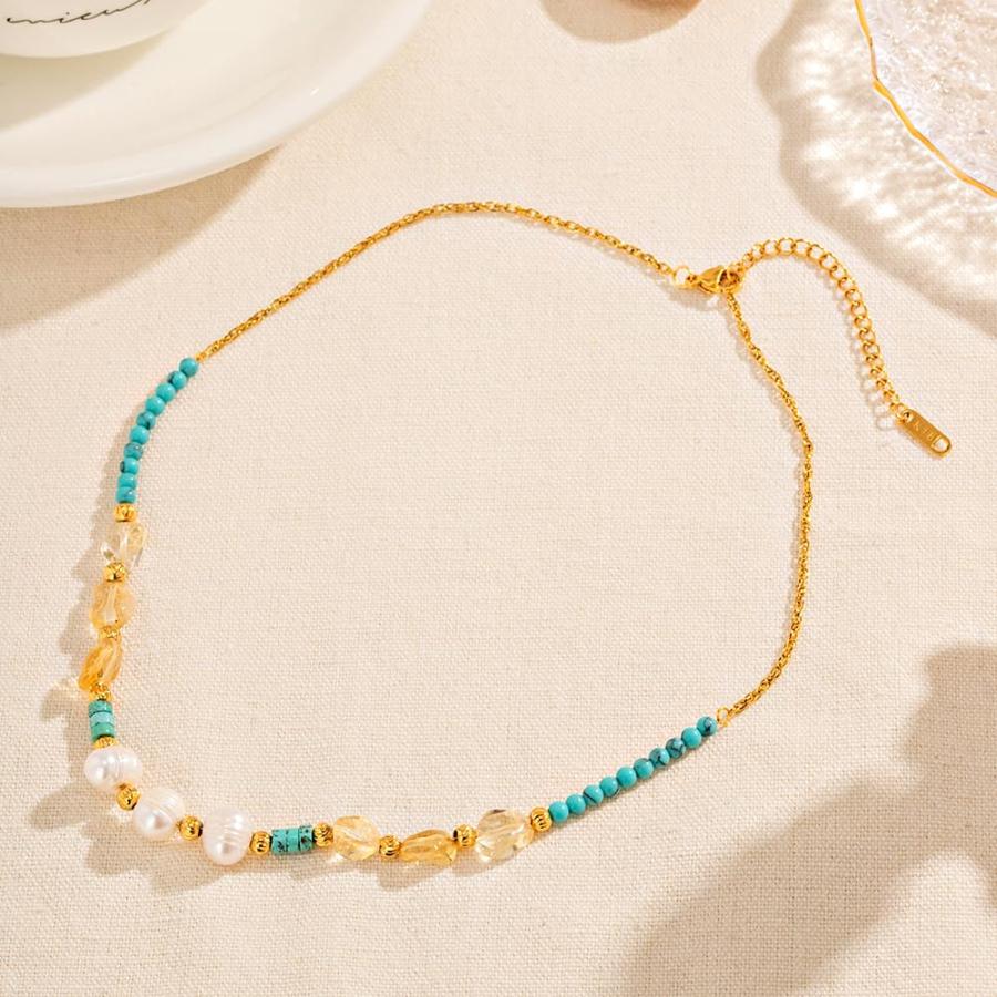 【並行輸入品】Valentines Gifts Natural Stone Necklace Gold Necklace for Women F_6