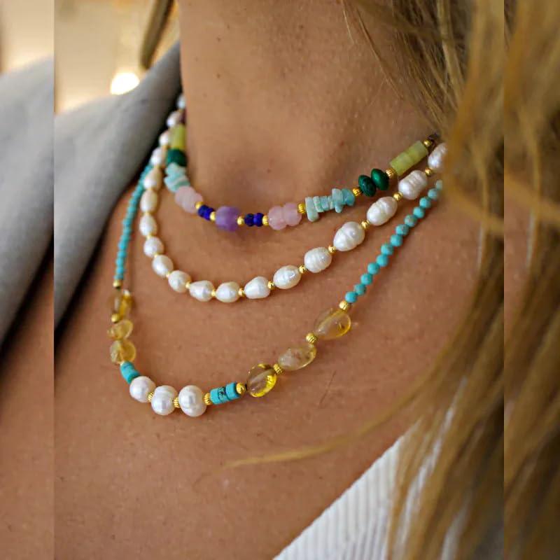 【並行輸入品】Valentines Gifts Natural Stone Necklace Gold Necklace for Women F_7