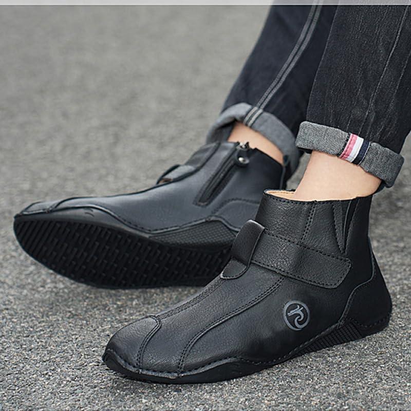 【並行輸入品】RiceelSor Mens Ltalian Handmade High Boots Casual Side Zipper Fuの画像