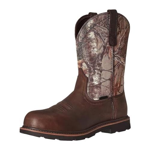 【並行輸入品】YTINGNICE Mens Womens Cowboy Boots Round Toe Faux Leather Brownの画像
