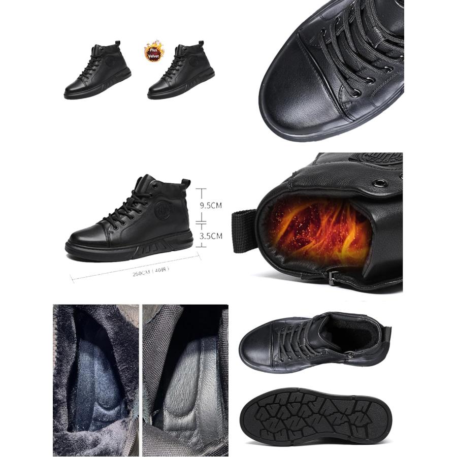 【並行輸入品】Keilinia Men's Black High-top Leather Boots 2023 Fall/Winter New Rouの画像