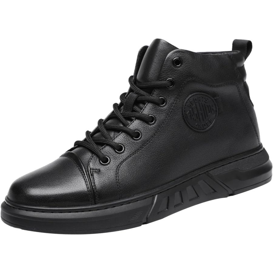 【並行輸入品】Keilinia Men's Black High-top Leather Boots 2023 Fall/Winter New Rouの画像