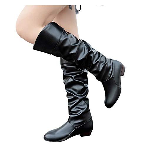 【並行輸入品】SBGMoSJ Western Boots Women Mid Calf White Brown Knee High Bootsの画像