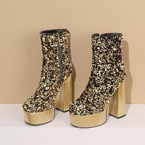 【並行輸入品】SBGMoSJ Black Round Toe Cowboy Boots for Women Knee High White Bの画像