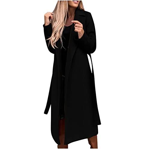 【並行輸入品】Hvyesh Black Of Friday Deals Today Women's Wool Blend Trench Win_1