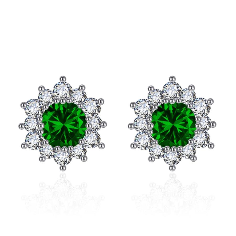 【並行輸入品】Zetaur Jewelry Sets Silver Plated Green Cubic Zirconia Halo Snow_3