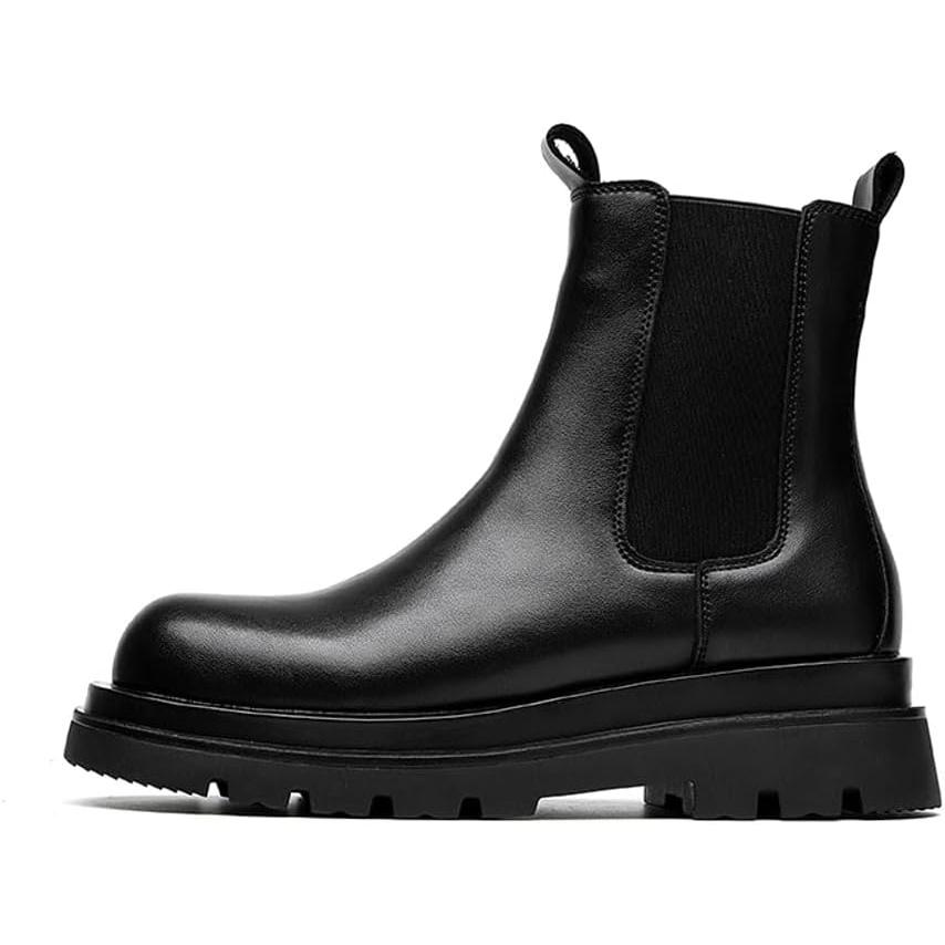 【並行輸入品】MANLADUO Chelsea Boots for Men with Thick Soles  British Style Elastの画像
