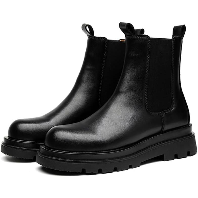 【並行輸入品】MANLADUO Chelsea Boots for Men with Thick Soles  British Style Elastの画像