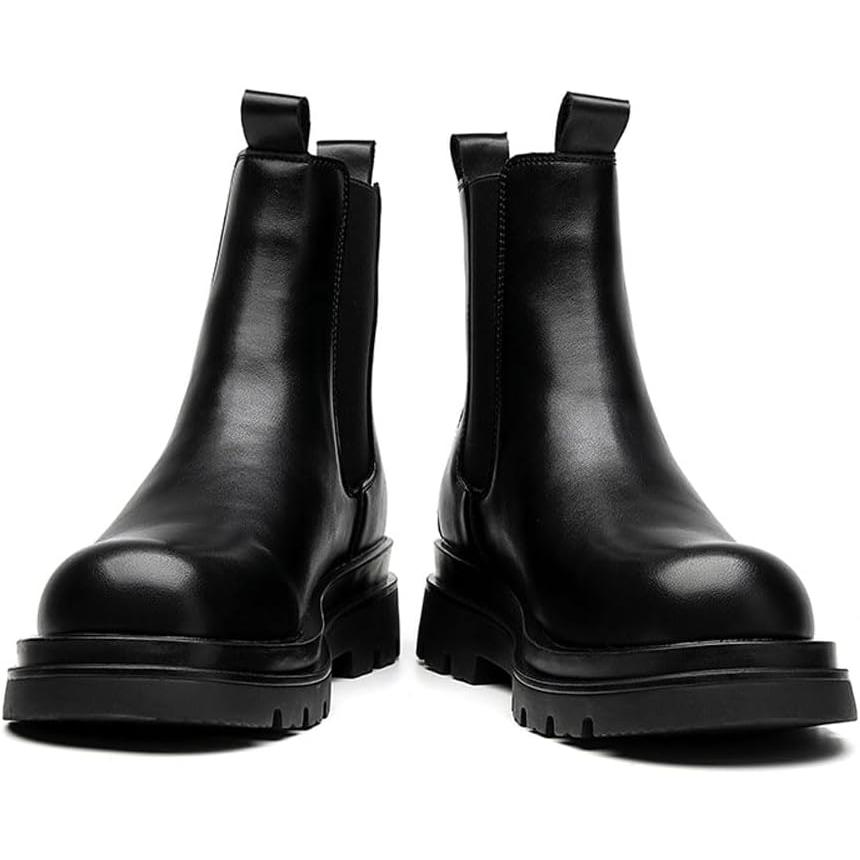 【並行輸入品】MANLADUO Chelsea Boots for Men with Thick Soles  British Style Elastの画像