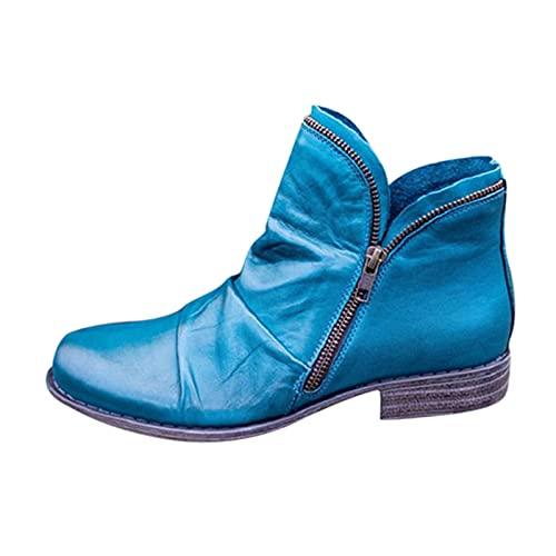 【並行輸入品】Cfklopgg Women's Ankle Boots & Booties Low Heel Grey Suede Bootiの画像