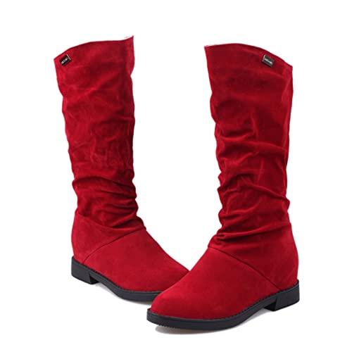 【並行輸入品】SBGMoSJ Cowboy Boots for Women Square Toed Brown Knee High Bootsの画像