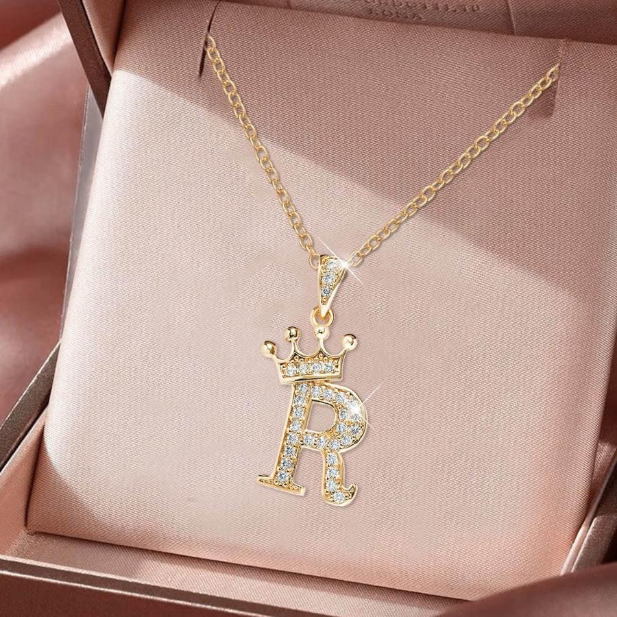 【並行輸入品】Diamond Pendant Necklace For Women Initial Necklaces A Z Letter Char_1