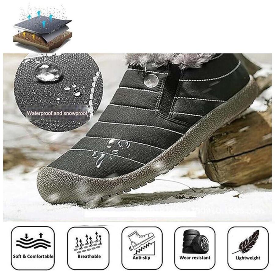 【並行輸入品】Hdnaihpp Men's Waterproof Warm Plush Lined Outdoor Snow Ankle Boの画像