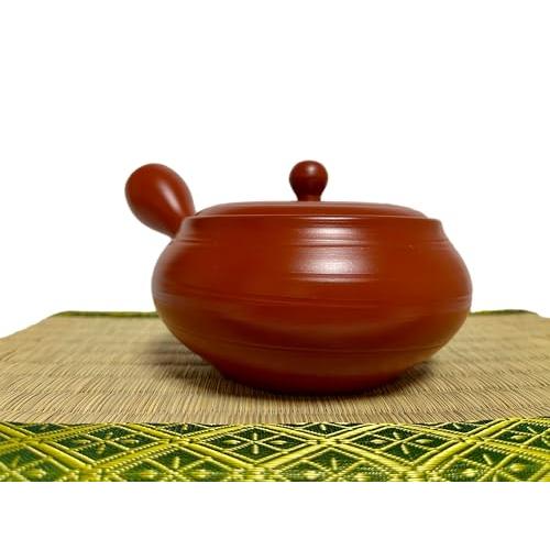 【並行輸入品】日本製 きゅうす 常滑粘土 ティーポット 10.8液量オンス 竹春 赤粘土 縞模様 Japanese Kyusu tokoname_4