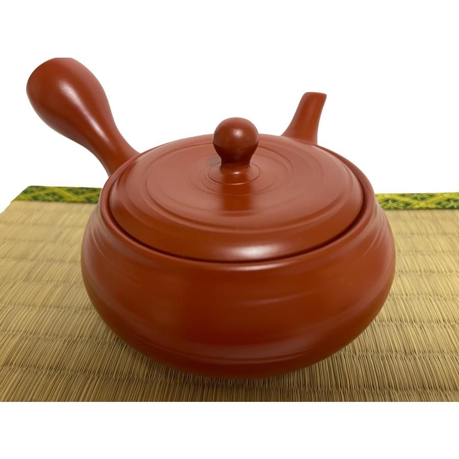 【並行輸入品】日本製 きゅうす 常滑粘土 ティーポット 10.8液量オンス 竹春 赤粘土 縞模様 Japanese Kyusu tokoname_6