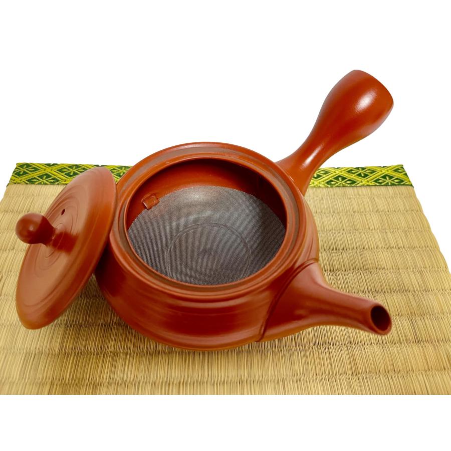 【並行輸入品】日本製 きゅうす 常滑粘土 ティーポット 10.8液量オンス 竹春 赤粘土 縞模様 Japanese Kyusu tokoname_9