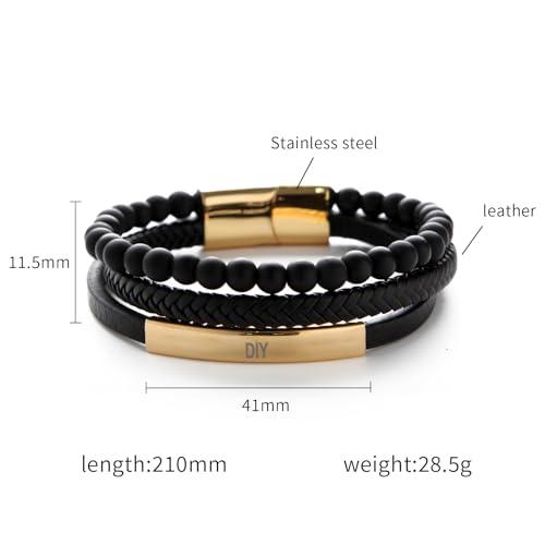 正規輸入元 Vdasin Personalized ID Couple Bracelets Customized Name Leather 並行輸入品