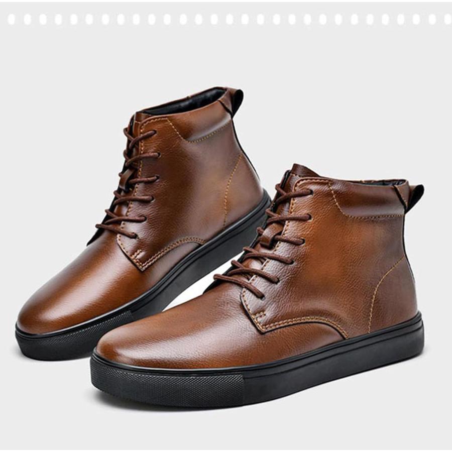【並行輸入品】Myallfeet Men's ltalian High Cut Round Head Genuine Leather Lace Upの画像
