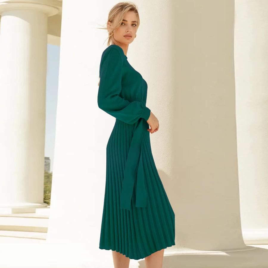 【並行輸入品】DMOYALA Womens 2023 Fall Winter Sweater Dress Green A Line Bodycの画像