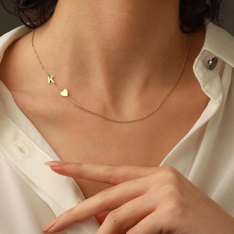 並行輸入品】TOBENY 横向き イニシャルネックレス 女性用 華奢な